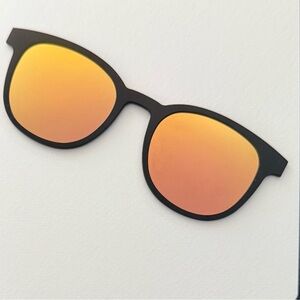 Trendy Black Sunglasses Toppers with Orange Lenses for Pair Eyewear, Otis style